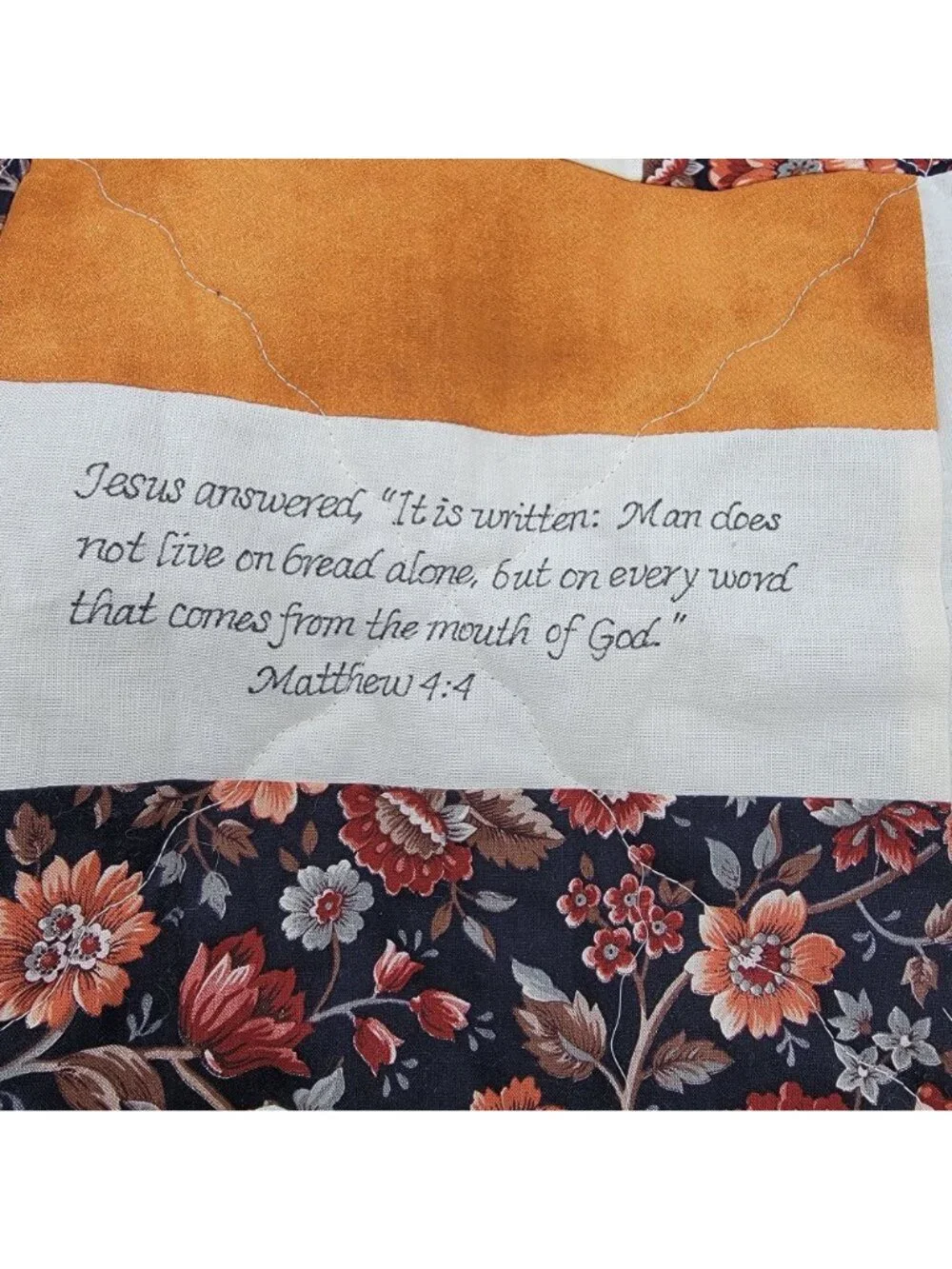 Handmade Christian Scripture Quilt With Cross Bible Verses 55
